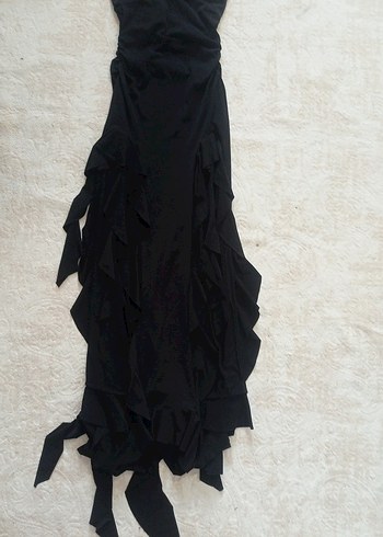 Siyah Straplez Uzun Gotik Elbise