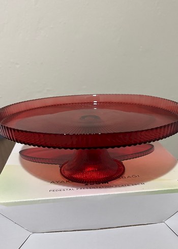 28 cm Kırmızı Ayaklı Sunum Tabağı - Görsel 2