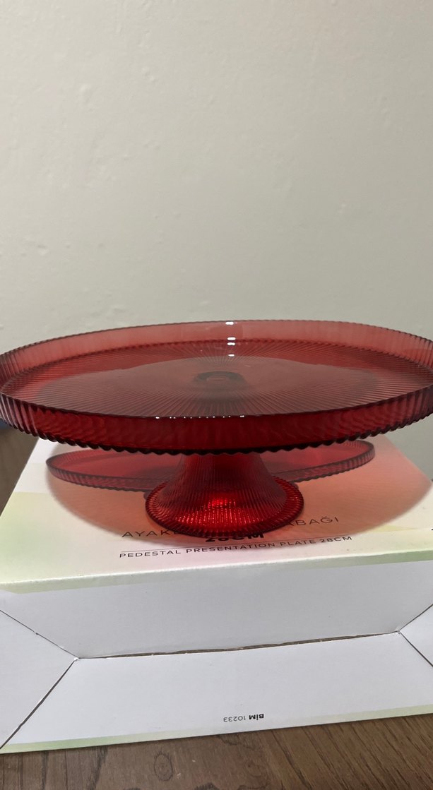 28 cm Kırmızı Ayaklı Sunum Tabağı - Görsel 2