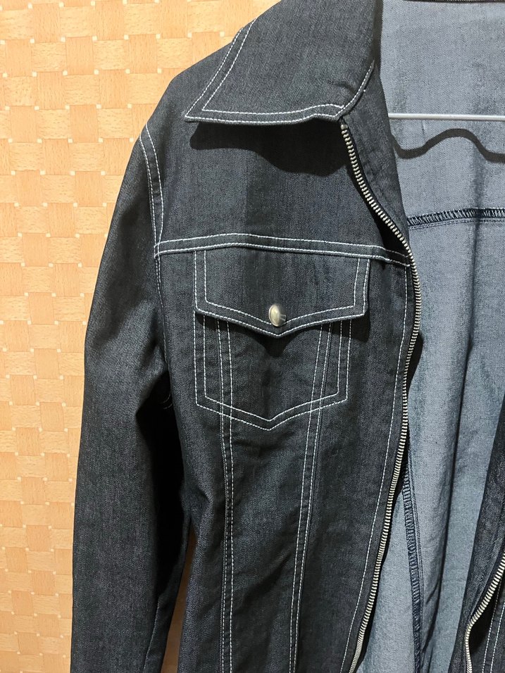 Kadın Gri Denim Ceket Fermuarlı - Görsel 2