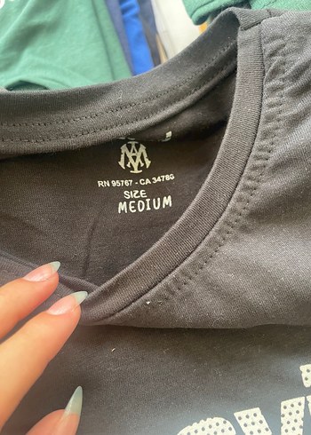 s Beden Gri Baskılı Uzun Kollu Mavi Tişört
