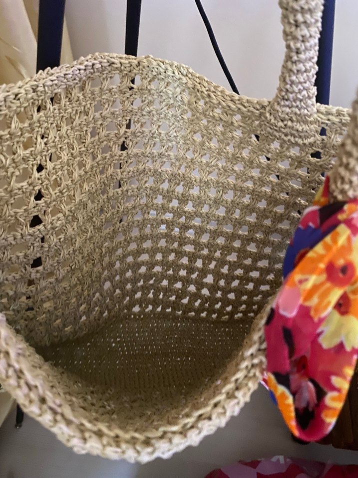 Bej Örgü Bohem Dantel Detaylı Kol Çantası - Görsel 2