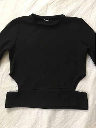 Siyah Uzun Kollu Crop