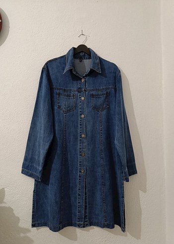 Düğmeli Lacivert Kadın Denim Ceket