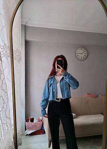 Topshop Crop kot ceket denim ceket