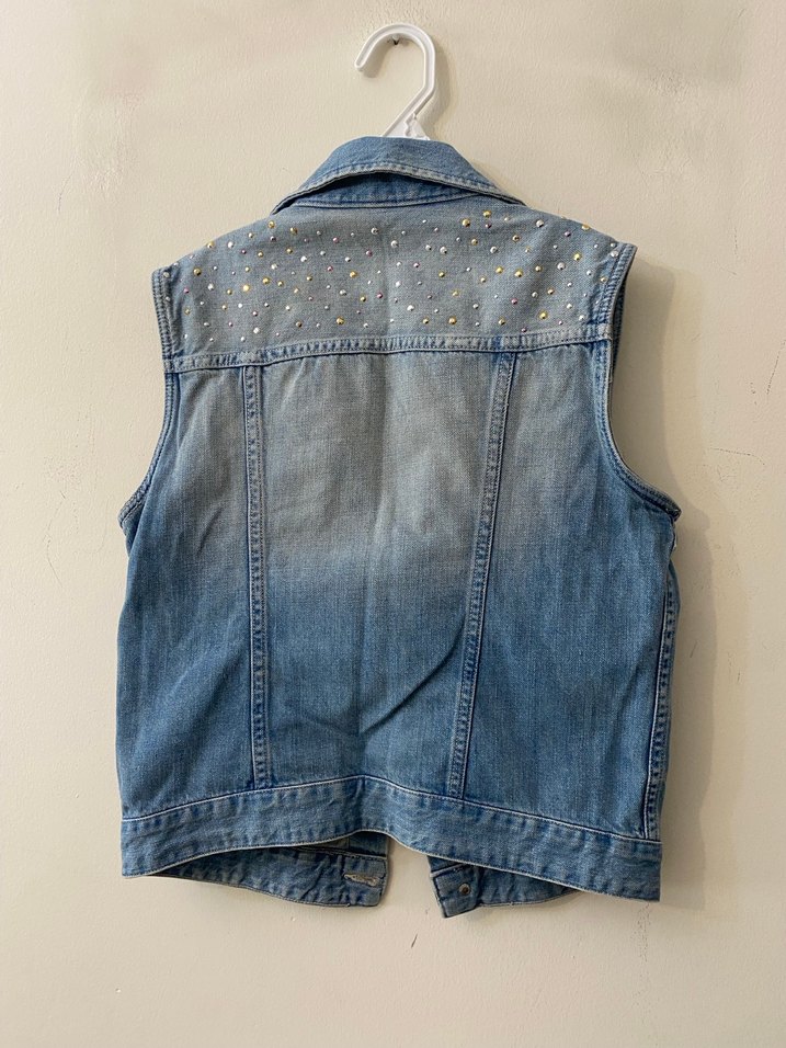 H&M Düğmeli Denim Yelek Mavi - Görsel 3