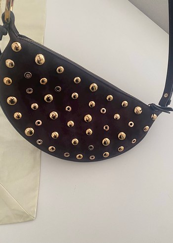 Zara Kahverengi Süet Perçinli Biker Çanta - Görsel 3