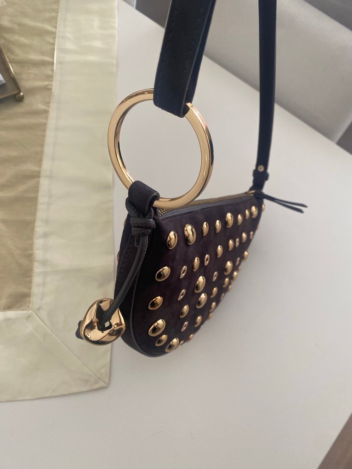 Zara Kahverengi Süet Perçinli Biker Çanta - Görsel 2