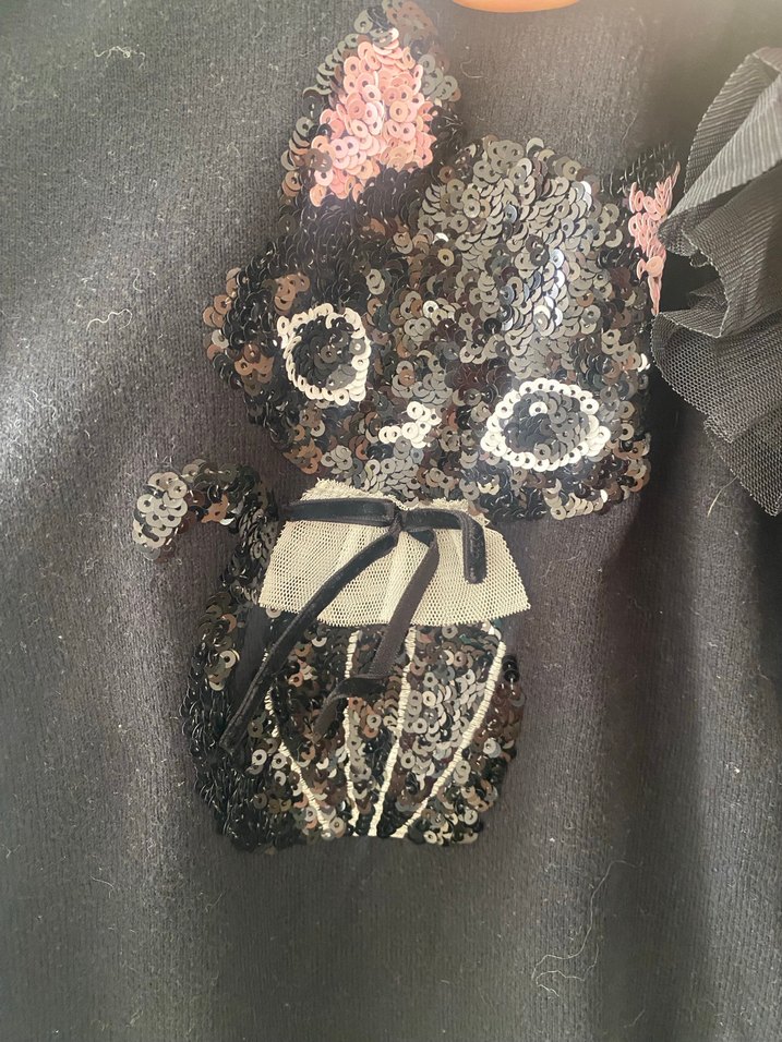 Kız Çocuk Siyah Uzun Kollu Kedi Desenli Bluz - Görsel 3