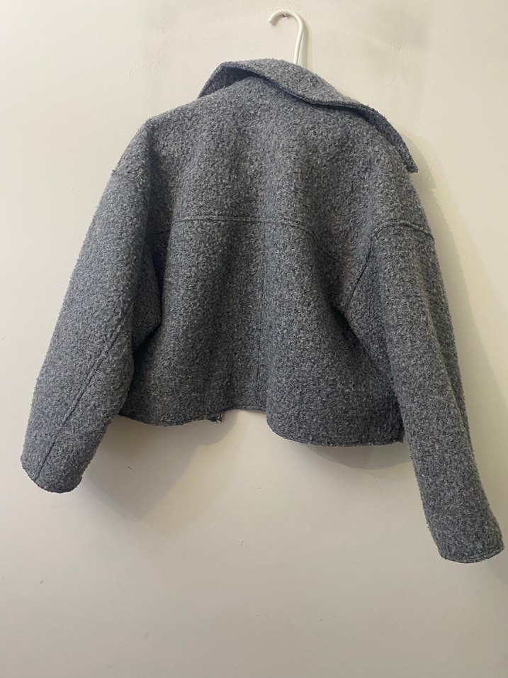 Zara Gri Fermuarlı Midi Kadın Mont - Görsel 3