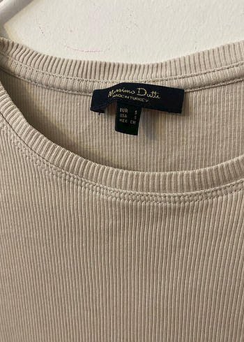 Massimo dutti Bej Kısa Kollu Basic Keten Tişört - Görsel 2