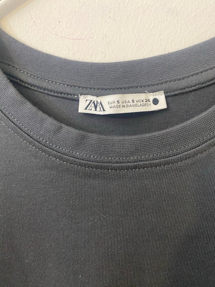 Zara Gri Kısa Kollu Kadın Tişört - Görsel 2