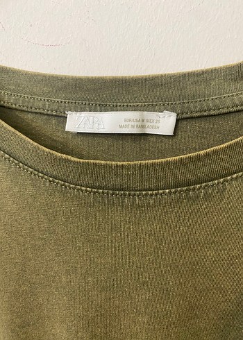 Zara  Haki Keten Fırfırlı Tişört - Görsel 2