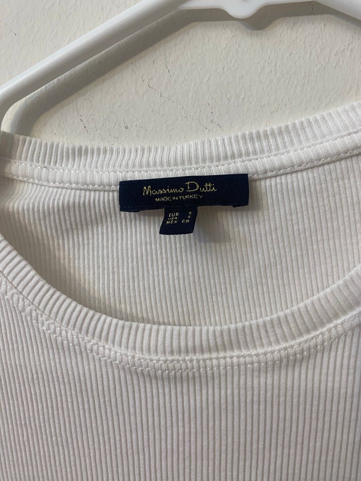 Massimo dutti Beyaz Basic Kısa Kollu Kadın Tişört - Görsel 2