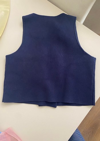 Düğmeli Lacivert Kadın Yelek - Görsel 3