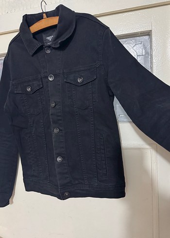 Düğmeli Siyah erkek kot Ceket - Görsel 3