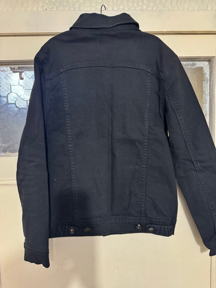 Düğmeli Siyah erkek kot Ceket - Görsel 4