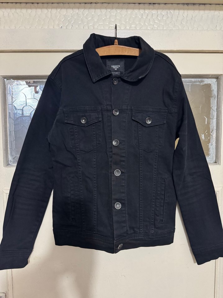 Düğmeli Siyah erkek kot Ceket - Görsel 2