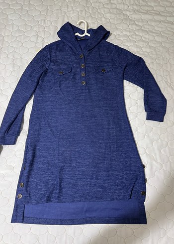 Kadın Mavi Düğmeli Uzun Kollu tiriko Sweatshirt - Görsel 5