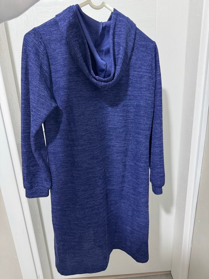 Kadın Mavi Düğmeli Uzun Kollu tiriko Sweatshirt - Görsel 3