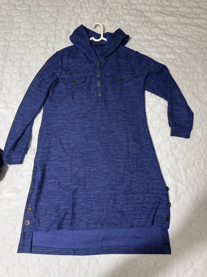 Kadın Mavi Düğmeli Uzun Kollu tiriko Sweatshirt - Görsel 5