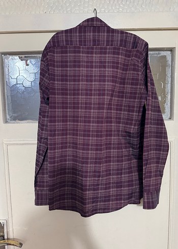 Erkek Mor Kareli Düğmeli Gömlek - Görsel 2