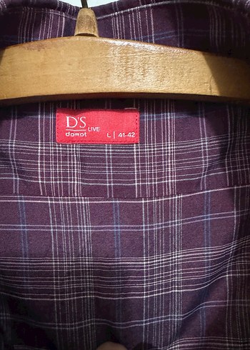 Erkek Mor Kareli Düğmeli Gömlek - Görsel 3