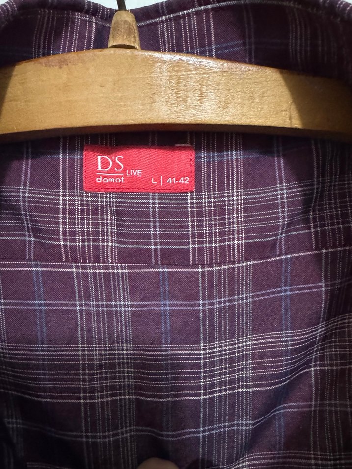 Erkek Mor Kareli Düğmeli Gömlek - Görsel 3