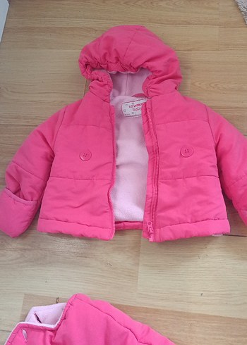 Kız Bebek Pembe Kapüşonlu Kar Tulumu - Görsel 4