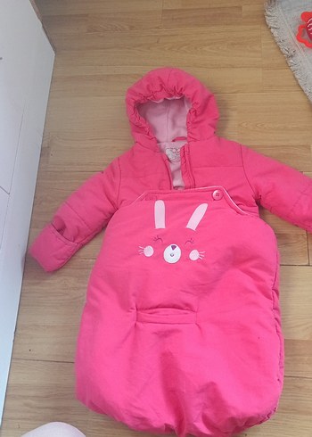 Kız Bebek Pembe Kapüşonlu Kar Tulumu - Görsel 2