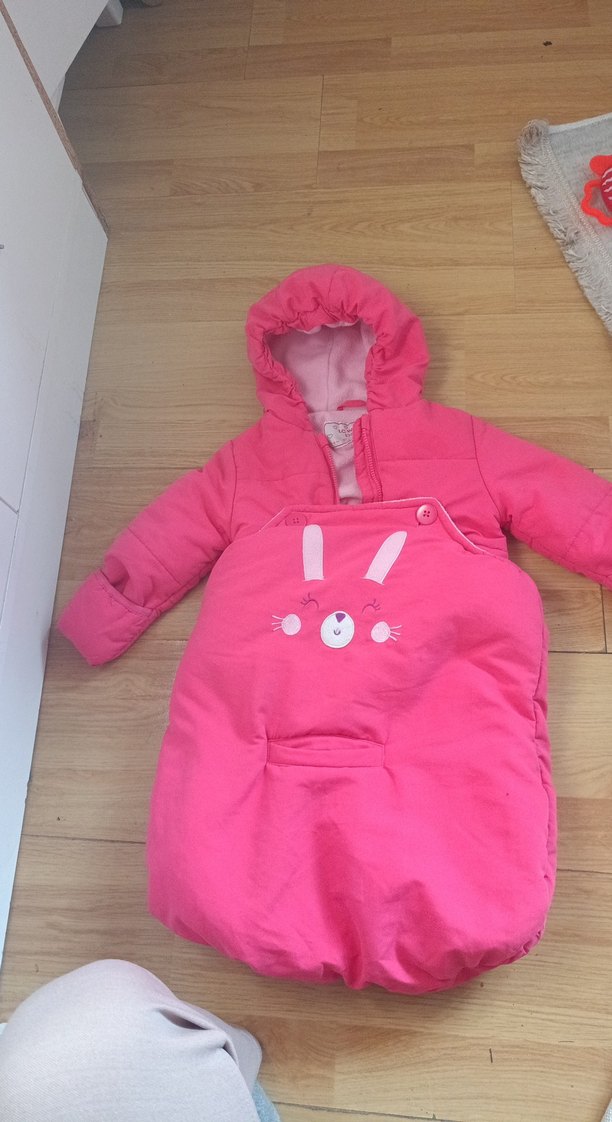 Kız Bebek Pembe Kapüşonlu Kar Tulumu - Görsel 2