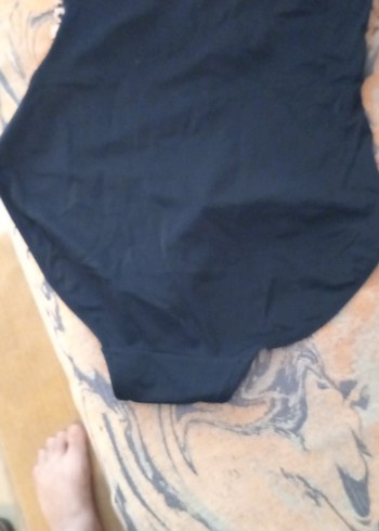 44 Beden siyah Renk Leopar Desenli Drapeli Siyah Kadın Mayo