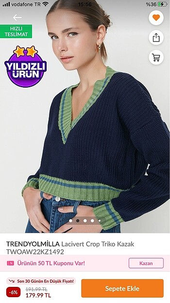 trendyolmilla crop triko kazak