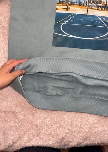 Gri Kısa Kollu Kadın Sweatshirt - Görsel 4