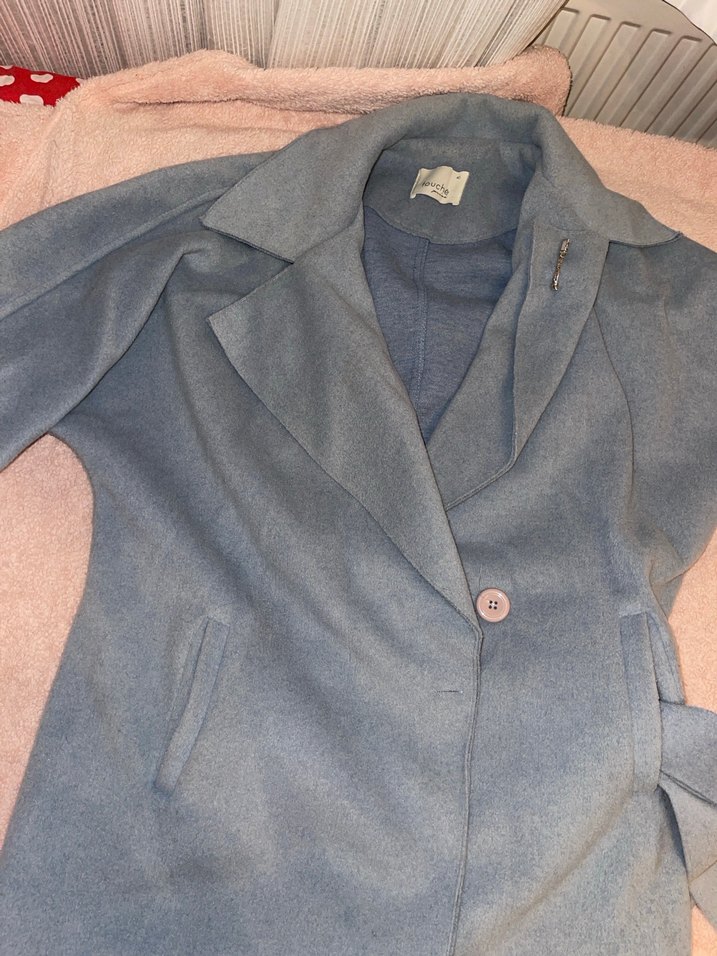 Mavi Midi  Kaban, Kürklü, Rahat Kesim - Görsel 4