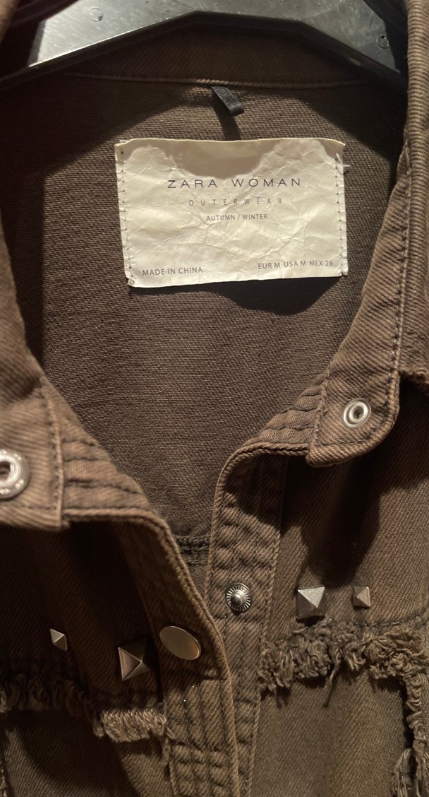 Düğmeli haki Nakışlı Kadın Kot Ceketi - Görsel 3