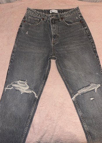 Düğmeli Gri Kadın Jean - Görsel 3