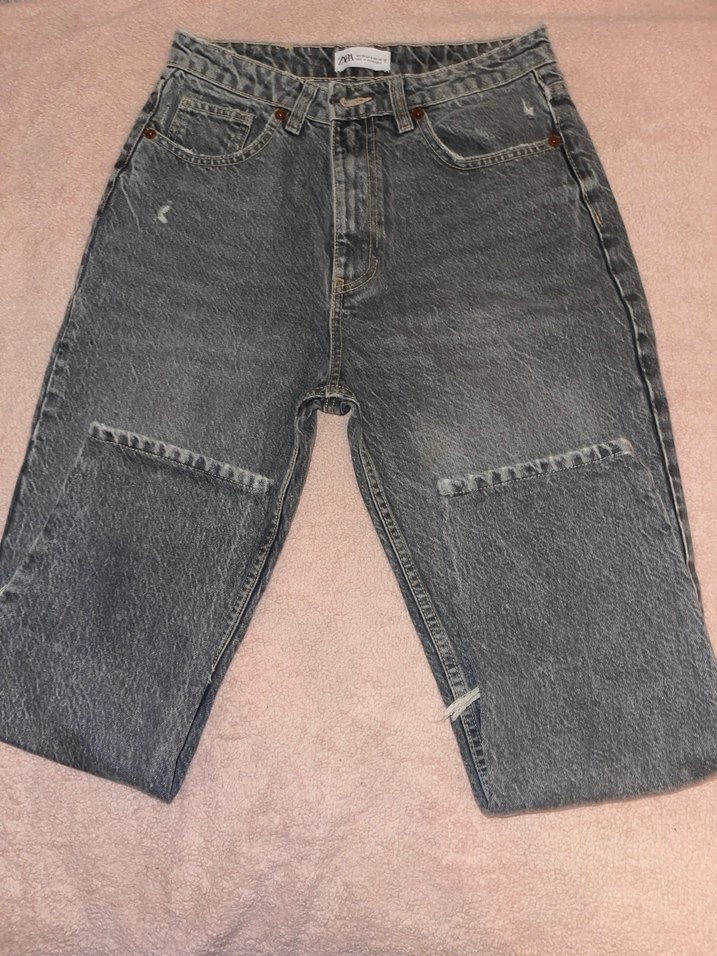 Düğmeli Gri Kadın Jean - Görsel 2