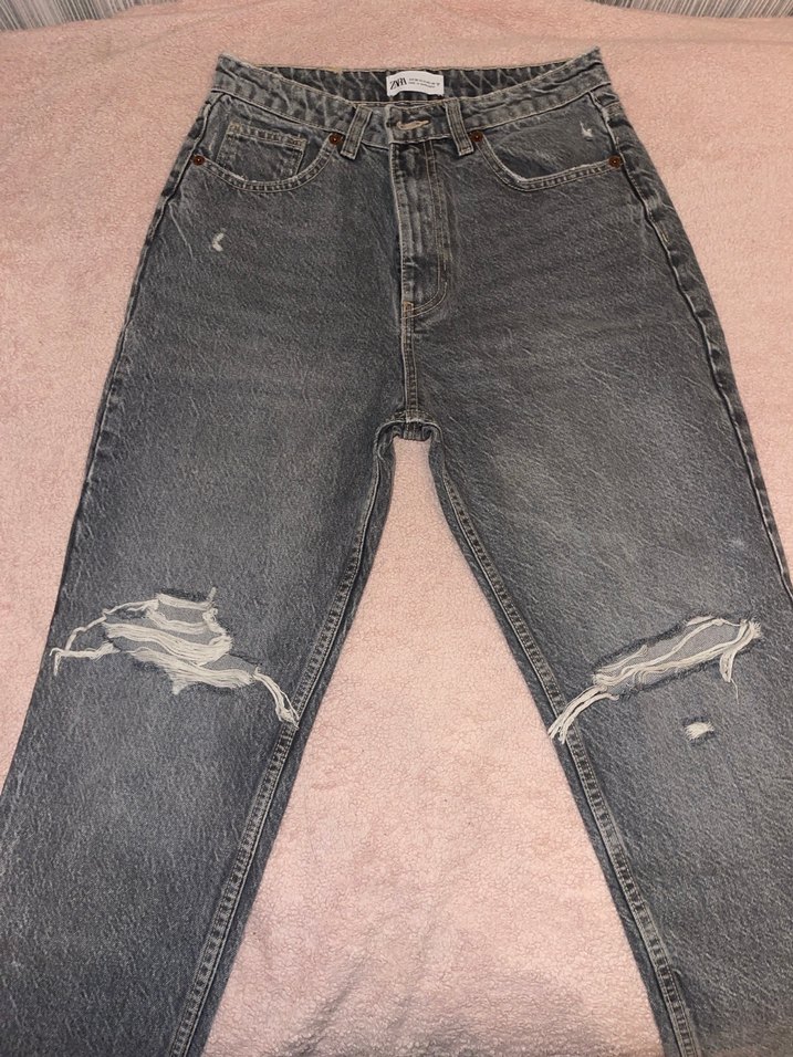 Düğmeli Gri Kadın Jean - Görsel 3