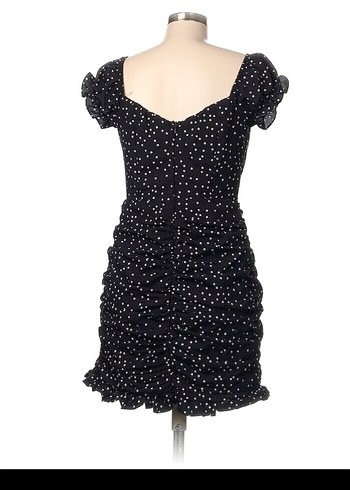 Puantiye Desenli Siyah Mini Elbise - Görsel 2