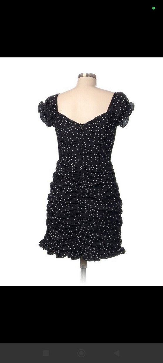 Puantiye Desenli Siyah Mini Elbise - Görsel 2