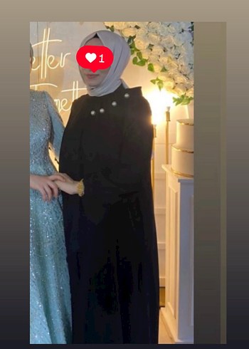 İncili Siyah Uzun Kadın Elbise Tesettür