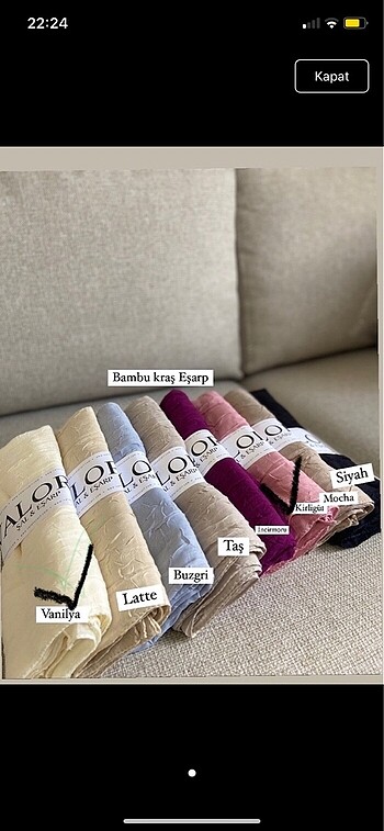Kirli gül /vanilya bambu eşarp