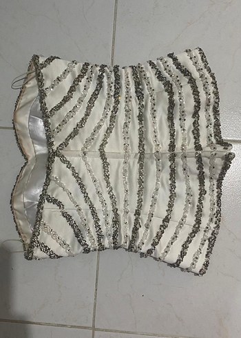 Taşlı straplez üst - Görsel 3