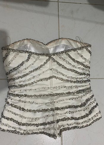 Taşlı straplez üst - Görsel 4