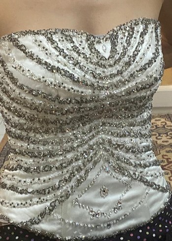 Taşlı straplez üst - Görsel 2