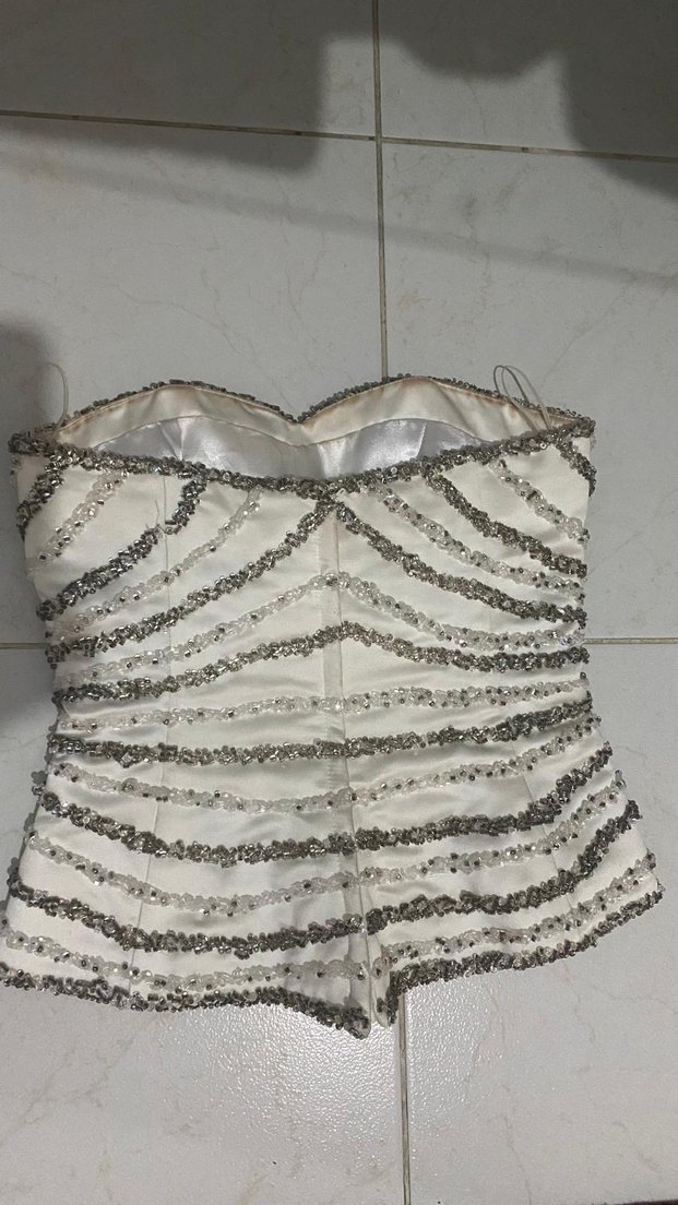 Taşlı straplez üst - Görsel 4