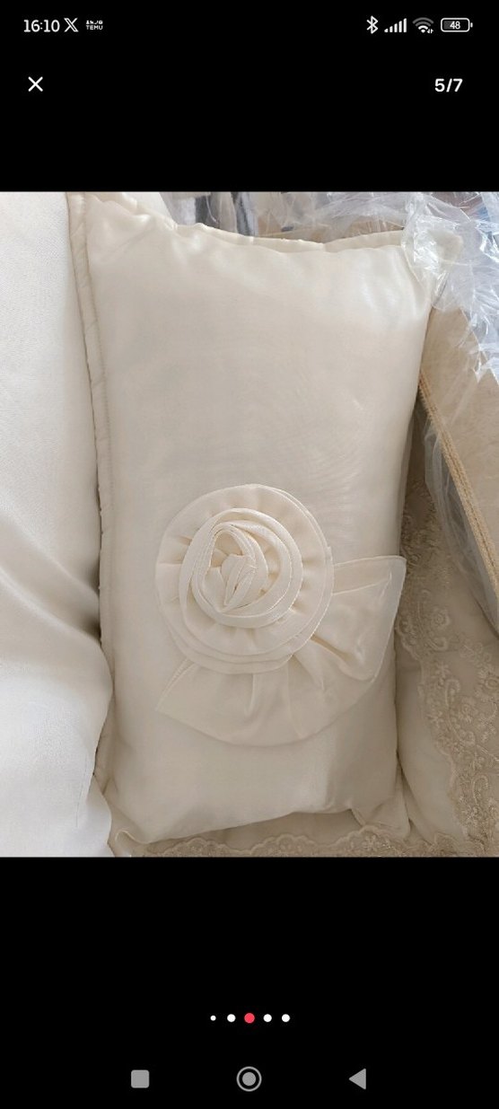 İşlemeli Beyaz Yatak Örtüsü Seti - Görsel 5