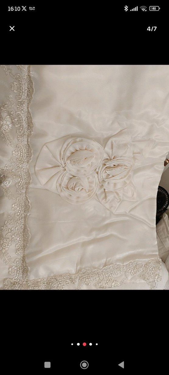 İşlemeli Beyaz Yatak Örtüsü Seti - Görsel 4