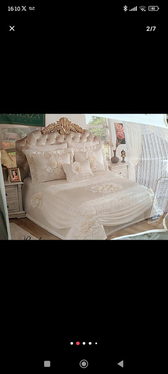 İşlemeli Beyaz Yatak Örtüsü Seti - Görsel 2